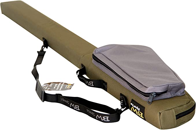 BW Sports Spinning Rod and Reel Case for (10 ft.) 2-Piece Spinning Rods or  Baitcasting Rods with Large Guides - RC 3105, Gray on Olive - BW Sports